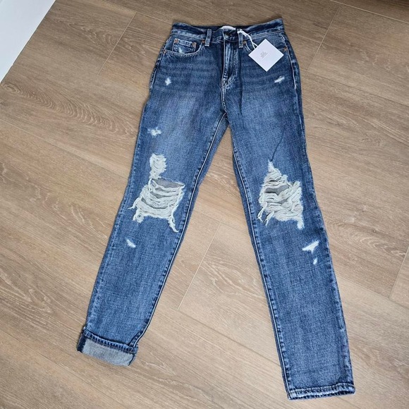 Pistola Presley High Rise Relaxed Roller Jeans Eternal Distressed Blue Size 24 - Picture 1 of 8